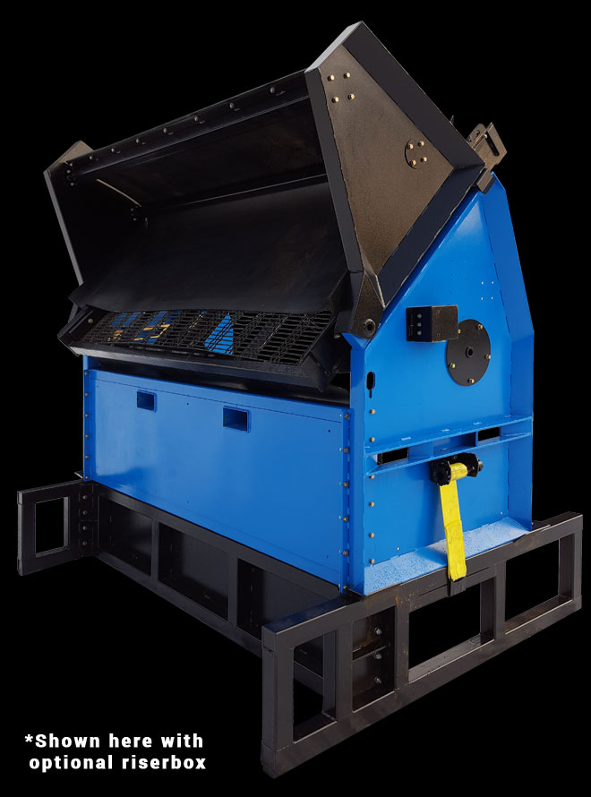 Topsoil Screener on a Riser Box adds more room for production.